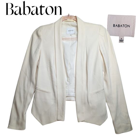Babaton Aritzia Power Blazer Dominik Cropped 4 Ivory Career Professional Classy - Picture 1 of 14